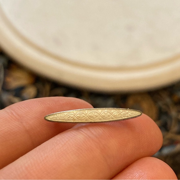 Antique Guilloche Enamel Sterling Lingerie Pin Signed - Picture 1 of 6